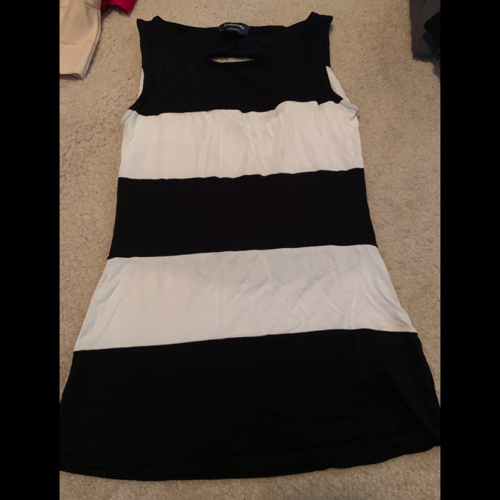 BEBE BLK/WHITE STRIPE TANK